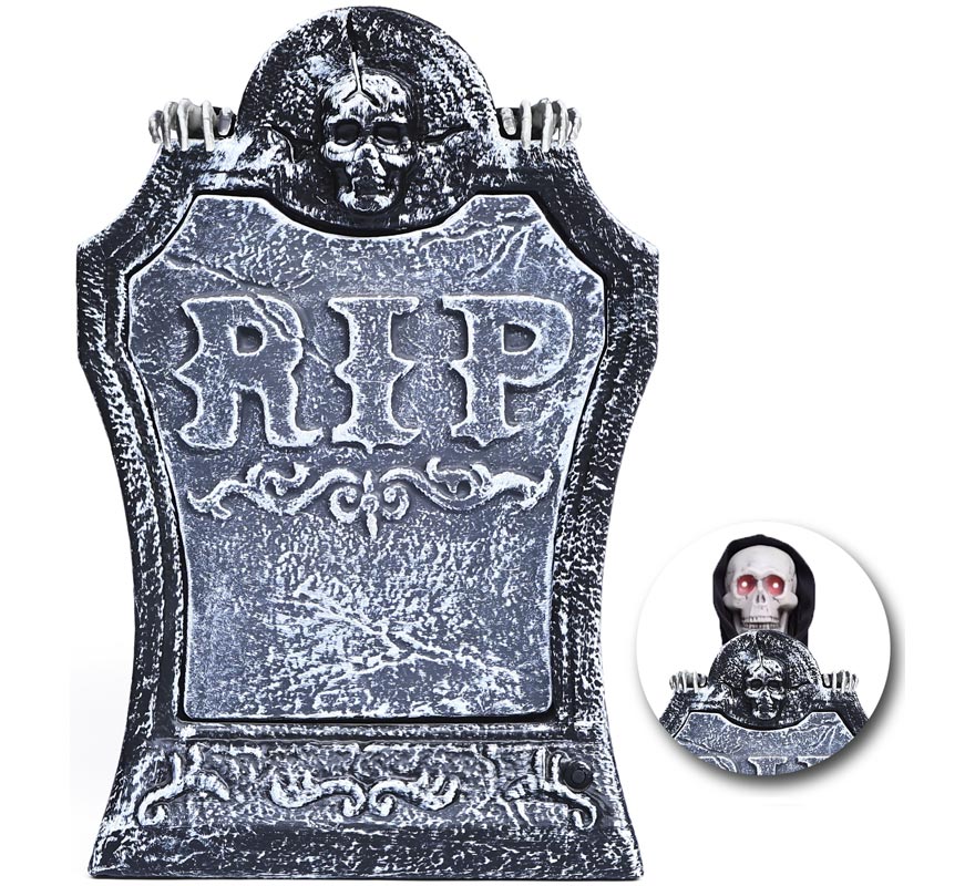 Lápide de esqueleto animado com luz, som e movimento 27x10x40-B