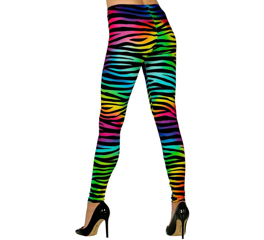 Multicolor Neon Leopard Print Leggings from the 80s-B