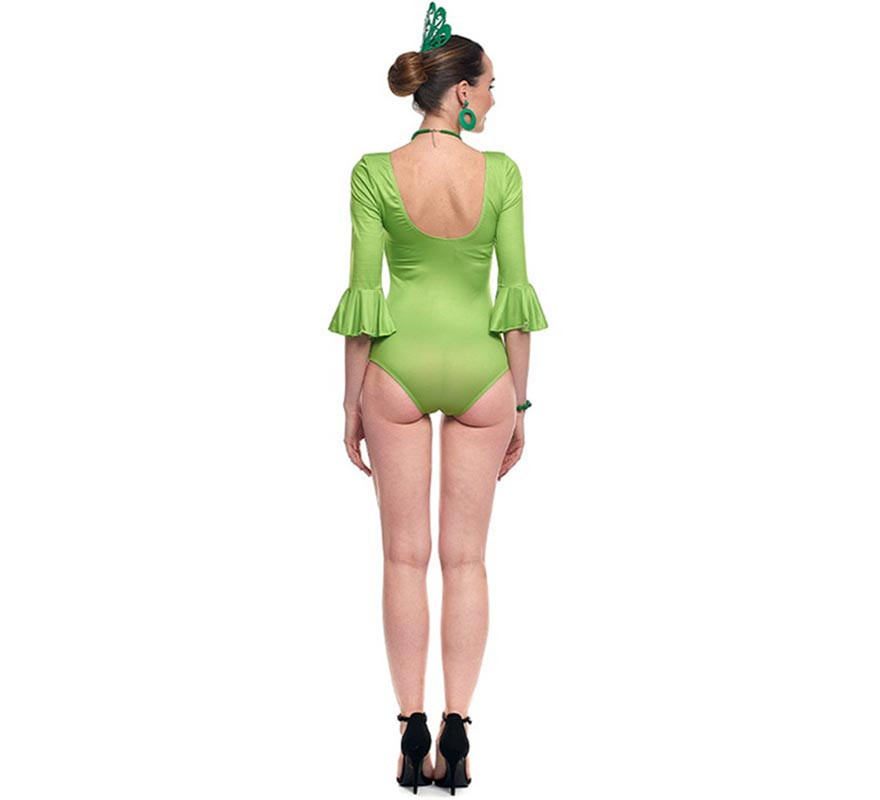 Body ou collant Sevillana de lycra com folho verde para mulher