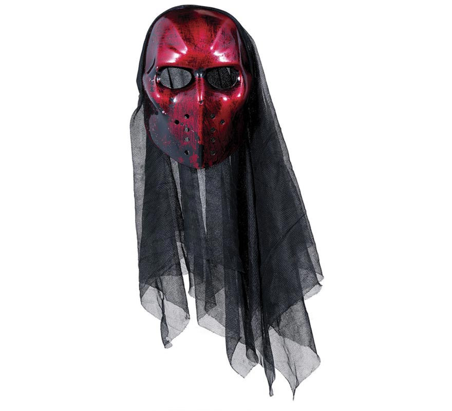 Red Hockey Killer Mask with pvc hood-B