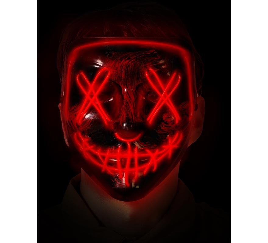 Maschera da Assassino rossa con luce LED-B