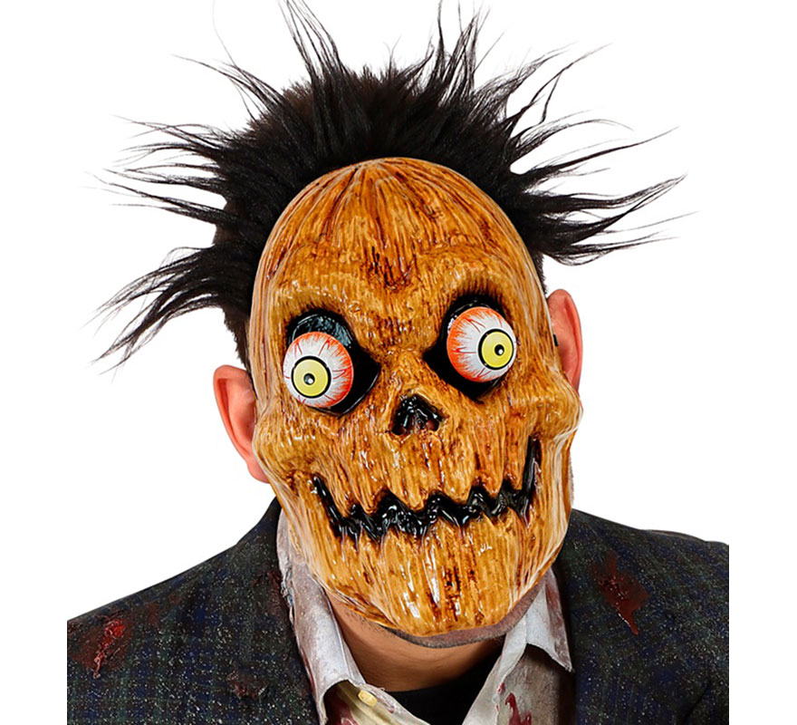 Máscara de abóbora assustadora com olhos arregalados-B