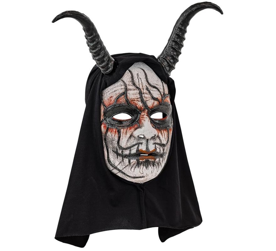 Máscara de Demonio Hombre con Capucha Comedia de Arte-B
