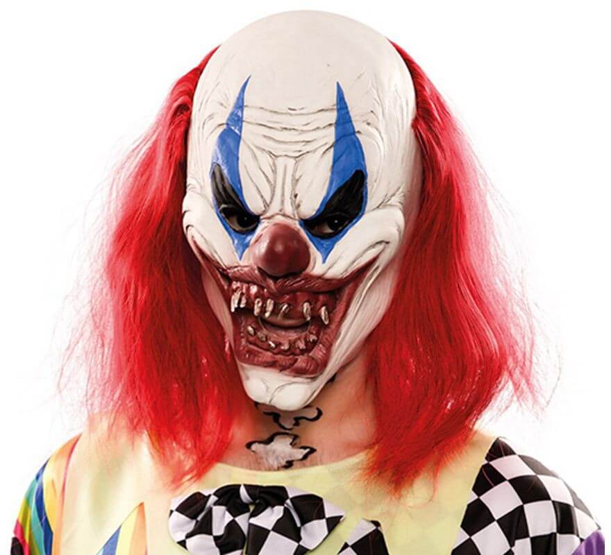 Diabolische Clown Maske mit Mähne-B