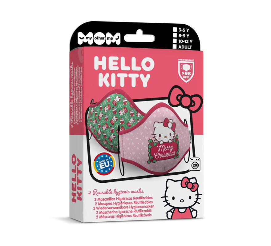 Mascarilla higiénica adultos Hello Kitty Navidad Pack de 2-B