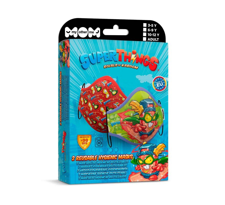 Mascarilla higiénica infantil Super Zings Pack de 2 (Amarilla y verde)-B