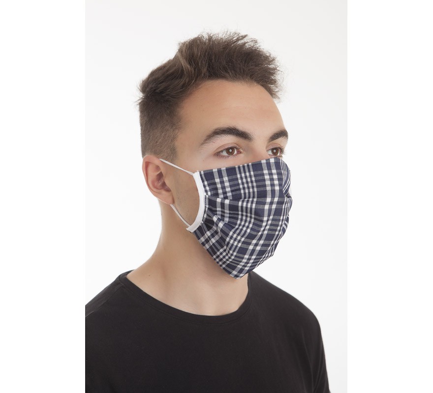 Masque de protection hygiénique style à carreaux 3 filtres-B