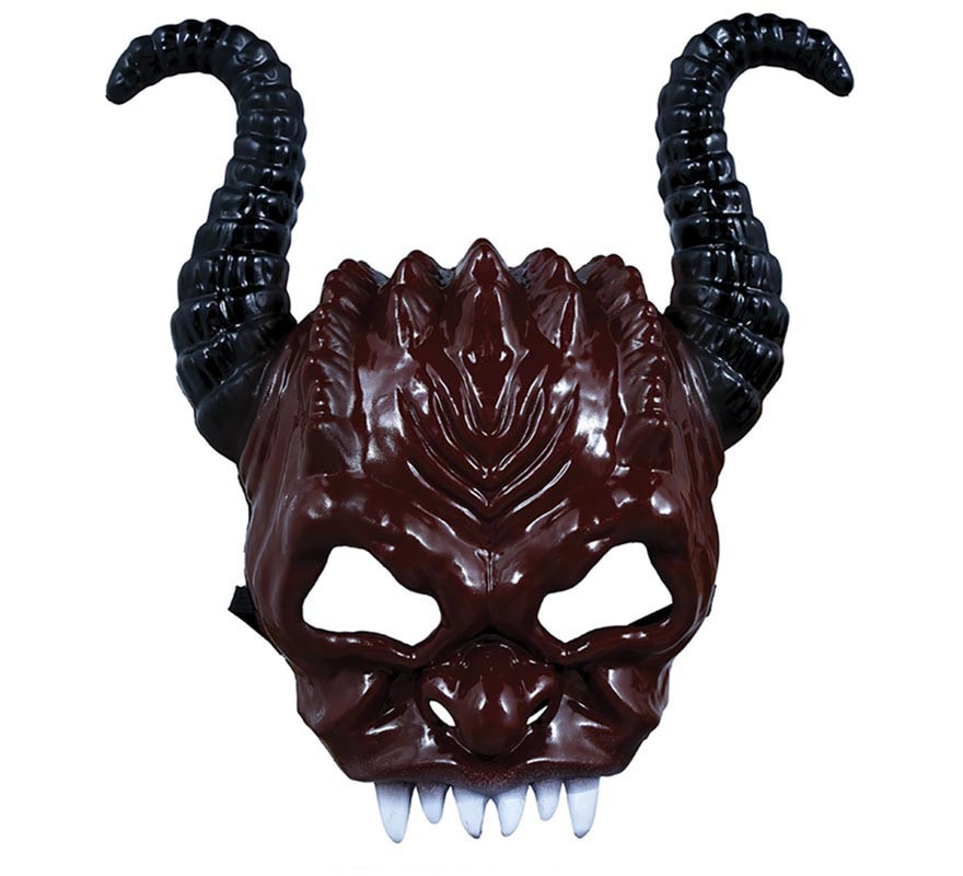 Máscara Meio Diabo com chifres em pvc preto-B