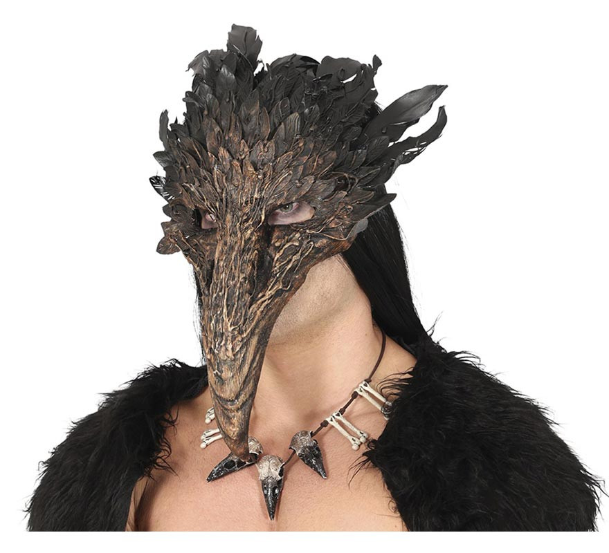 Half Beak Mask with Feathers-B