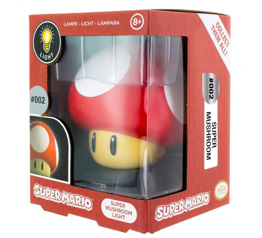 Mini Lámpara Super Mario Súper Champiñón Rojo 10 cm-B