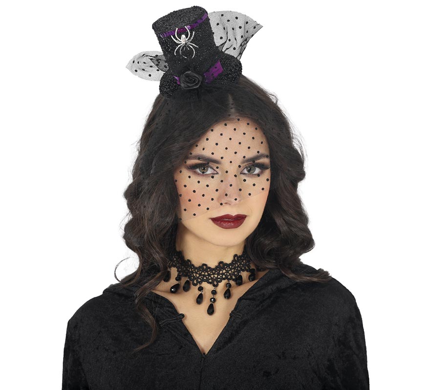 Mini Top Hat with Black Veil-B