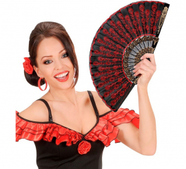 Leque gótico vermelho e preto