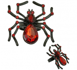 Anillo Araña con Gema y Diamantes rojos