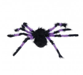 Aranha peluda lilás e preta de 75 cm Aranha peluda lilás e preta de 75 cm