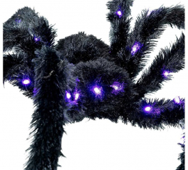 Aranha peluda preta com luz 86 cm Aranha peluda preta com luz 86 cm