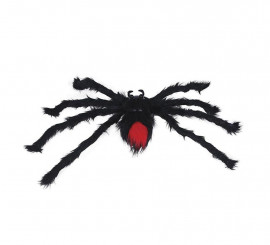 Aranha peluda preta com costas vermelhas 60 cm Aranha peluda preta com costas vermelhas 60 cm