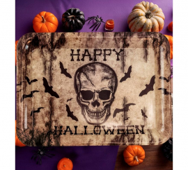 Bandeja con Calavera Feliz Happy Halloween de 33x24 cm