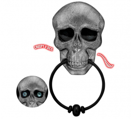 Calavera para Puerta con Ojos Animados y Voz Espeluznante