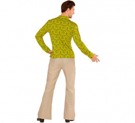 Camisa masculina verde disco dos anos 70 Camisa masculina verde disco dos anos 70