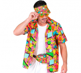 Camisa estampada multicolorida dos anos 80 para adultos Camisa estampada multicolorida dos anos 80 para adultos