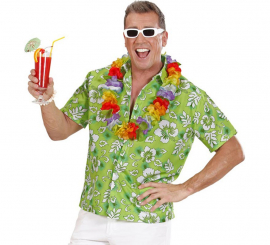 Camisa havaiana floral verde masculina de manga curta Camisa havaiana floral verde masculina de manga curta