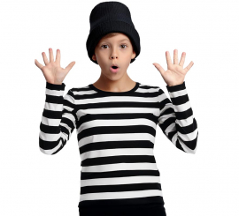 Camiseta Mimo o Preso a Rayas blancas y negras para niños