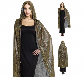 Capa com capuz dourada bicolor, 120 cm Capa com capuz dourada bicolor, 120 cm