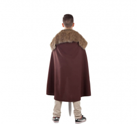 Manto Marrom do Guardião Medieval com Cabelo Infantil Manto Marrom do Guardião Medieval com Cabelo Infantil