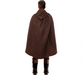 Capa medieval castanha com capuz para adulto Capa medieval castanha com capuz para adulto