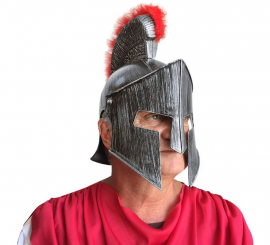 Capacete romano prateado com cabelo ruivo Capacete romano prateado com cabelo ruivo