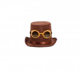 Chistera de Fieltro marrón con Gafas