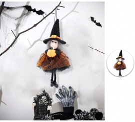 Witch Doll Pendant with Pumpkin 21 cm