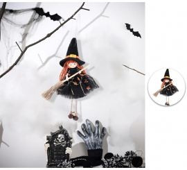 Witch Doll Pendant with Broom 20 cm