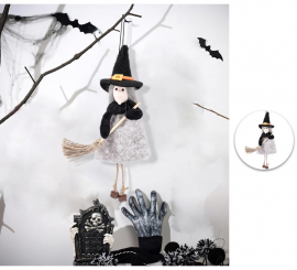 Witch Doll Pendant with Broom 23 cm