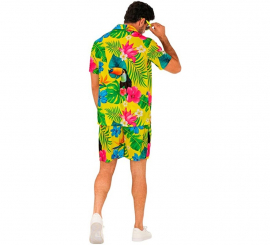Conjunto de verão com estampa de tucano: camisa e shorts masculinos Conjunto de verão com estampa de tucano: camisa e shorts masculinos