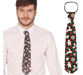 Gravata com figuras de Natal xadrez verde e vermelho 45 cm Gravata com figuras de Natal xadrez verde e vermelho 45 cm