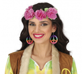 Coroa de flores rosa com folhas de 20 cm Coroa de flores rosa com folhas de 20 cm