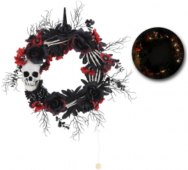 Couronne de squelette d'Halloween avec lumière