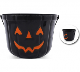 Cubo Calabaza negra de 19x15 cm