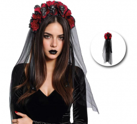 Fascia per capelli con velo gotico