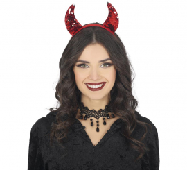 Red Devil Horns Headband Shiny