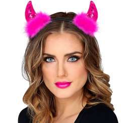 Tiara de chifres de diabo com lantejoulas em várias cores Tiara de chifres de diabo com lantejoulas em várias cores