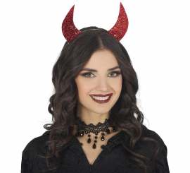 Red Glitter Horns Headband