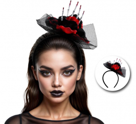 Faixa de cabeça rosa com mão de esqueleto