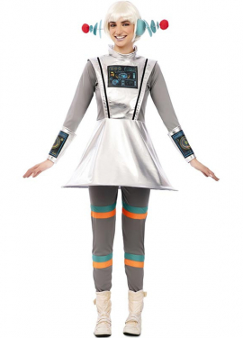 Fato de Agente Espacial cinzento com munhequeiras para mulher Fato de Agente Espacial cinzento com munhequeiras para mulher