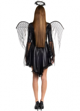 Black Angel Costume with Wings for Women