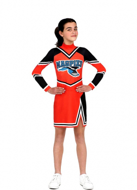 Fato de Cheerleader vermelha e preta para menina