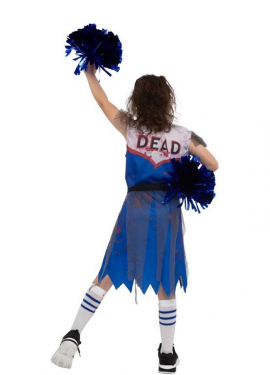 Fato de líder de claque zombie azul para menina