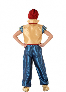 Fato árabe dourado e azul para menino Fato árabe dourado e azul para menino