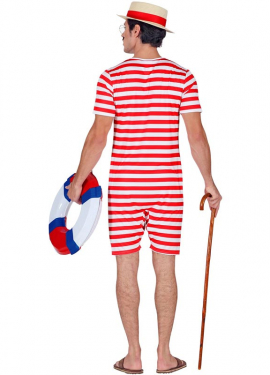 Fato de banho estilo retro vermelho dos anos 50 para homens Fato de banho estilo retro vermelho dos anos 50 para homens